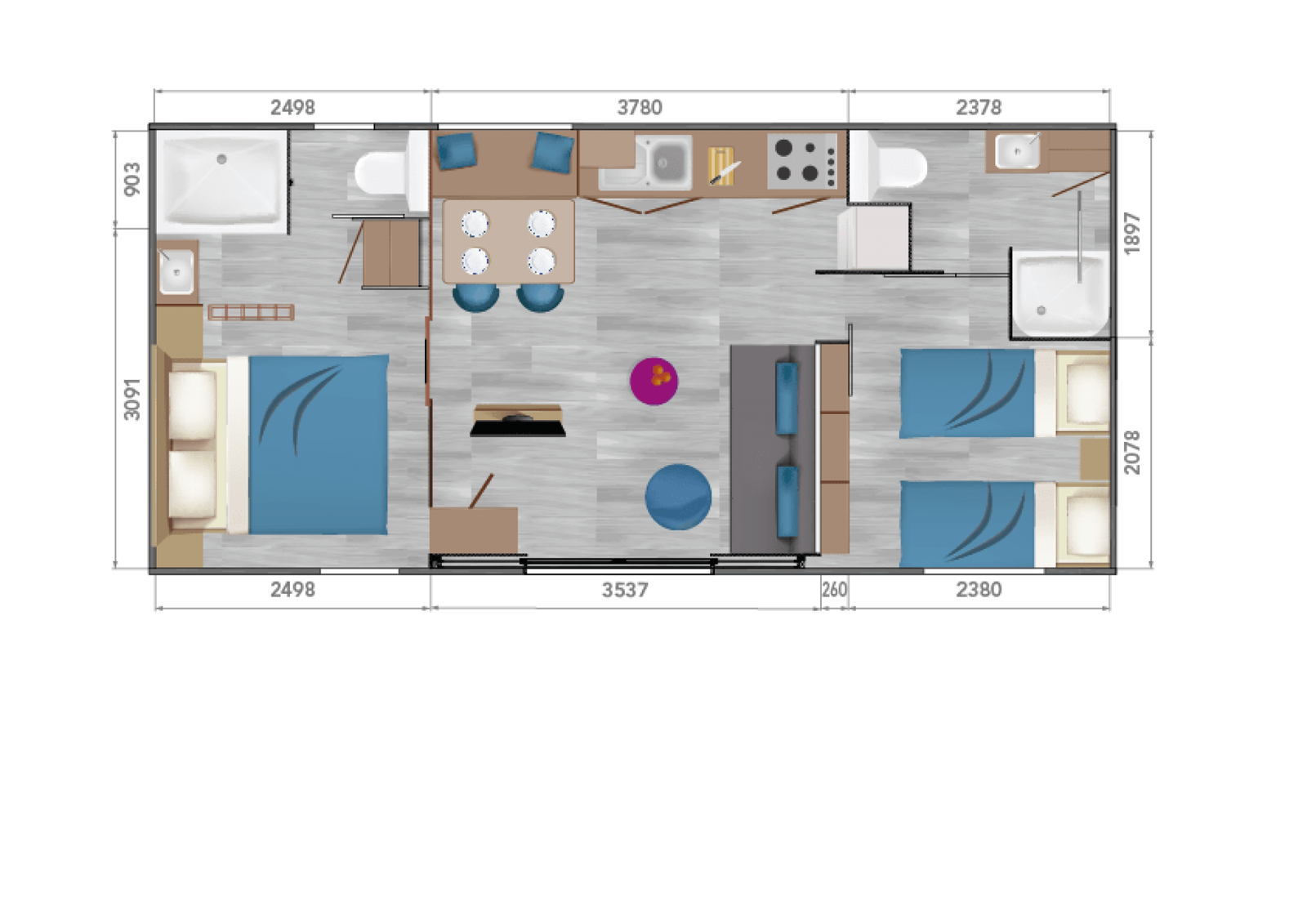 LOUISIANE Taos F4 Mobile Home – Diseño moderno, vista panorámica - Imagen 9