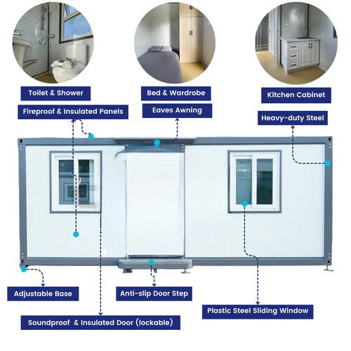 Oficina portátil moderna de 7’x20′ con dormitorio – Versátil y cómoda - Imagen 2